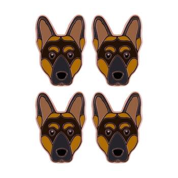 4PK Splosh German Shepherd Keepsake Pin Enamel Brown Rose Gold 3x1x2.5cm