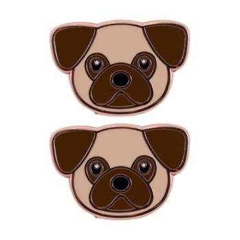 2PK Splosh Pug Keepsake Pin Enamel 3y+ Rose Gold Brown Beige 3x1x2.5cm