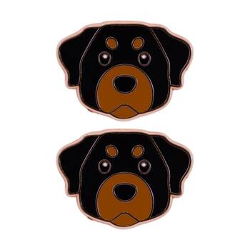 2PK Splosh Rottweiler Keepsake Pin Enamel Rose Gold Black Brown 3x1x2.5cm