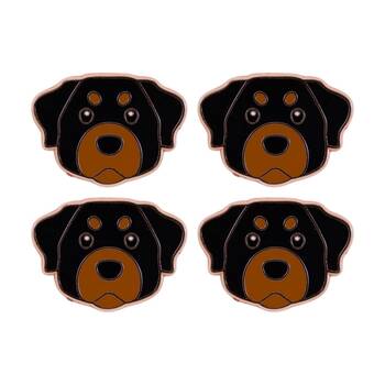 4PK Splosh Rottweiler Keepsake Pin Enamel Rose Gold Black Brown 3x1x2.5cm