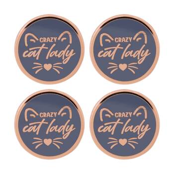 4PK Splosh Crazy Cat Lady Keepsake Pin Enamel 3y+ Rose Gold 3x1x2.5cm