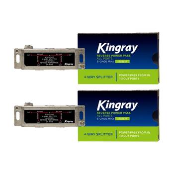 2PK Kingray 4 Way 5-2400 Mhz Splitter Reverse Power Pass All Ports MHz