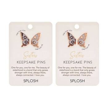 2x 2pc Splosh Forever Connected Sisters Keepsake Pins Rose Gold 2x1.5 1cm