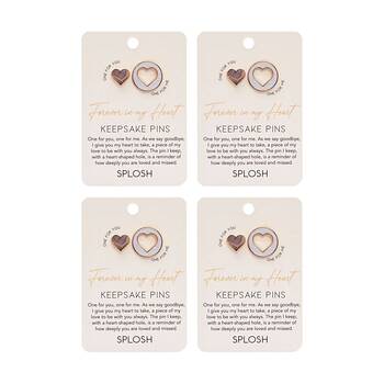 4x 2pc Splosh Forever Connected Heart Keepsake Pin Set Rose Gold