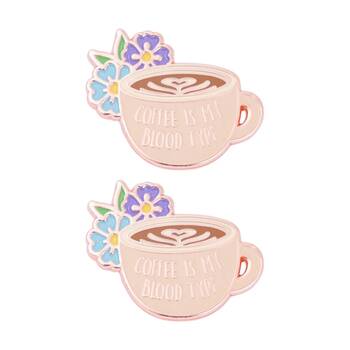 2x 2pc Splosh Coffee Lover Keepsake Pin Rose Gold Purple Beige Blue
