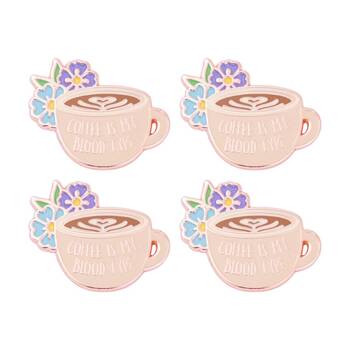 4x 2pc Splosh Coffee Lover Keepsake Pin Rose Gold Purple Beige Blue