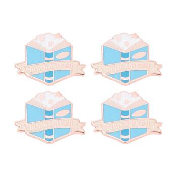 4x 2pc Splosh Book Lover Keepsake Pin Enamel Design Rose Gold Blue