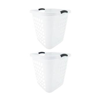 2PK Braz Plastic Tall Laundry Basket W/ Handles 45x45x49cm Assorted