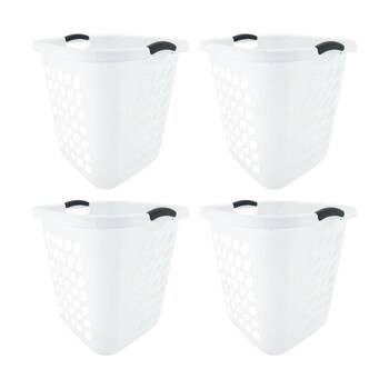 4PK Braz Plastic Tall Laundry Basket W/ Handles 45x45x49cm Assorted
