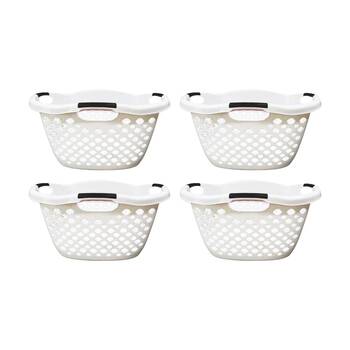4PK Braz Plastic Hip Hugger Laundry Basket W/ Handles 65x45x36cm Assorted