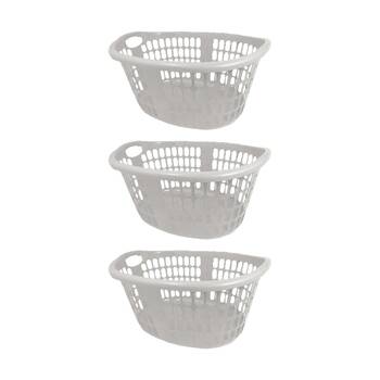 3PK Braz Plastic Lightweight Oval Laundry Basket W/ Handles Assorted