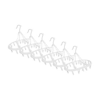 6PK Braz Plastic Oval Airer Clothes Hanger W/ 20 Peg Hooks Assorted
