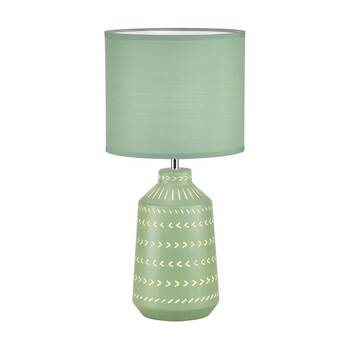 Urban Style Grace Table Lamp Ceramic Base Fabric Shade Decor Green
