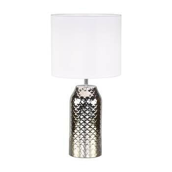 Urban Style Helen Table Lamp Ceramic Base Fabric Shade Decor Silver
