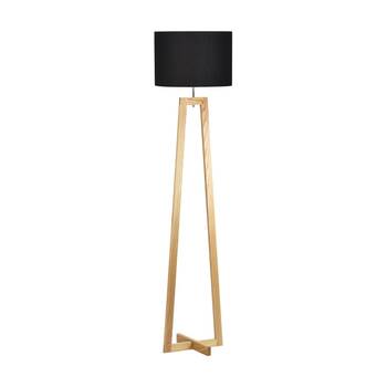 Urban Style Dana Floor Lamp Fabric Shade Tripod Timber Base Decor Black