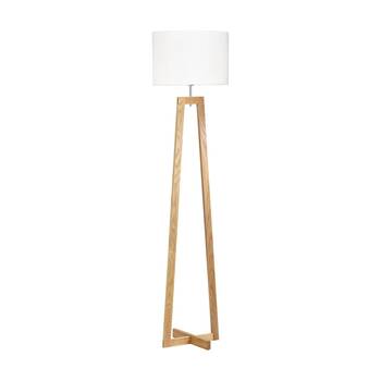 Urban Style Dana Floor Lamp Fabric Shade Tripod Timber Base Decor White