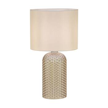 Urban Style Billie Table Lamp Textured Glass Base Fabric Shade Decor Cream