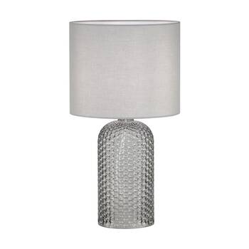 Urban Style Billie Table Lamp Textured Glass Base Fabric Shade Decor Grey