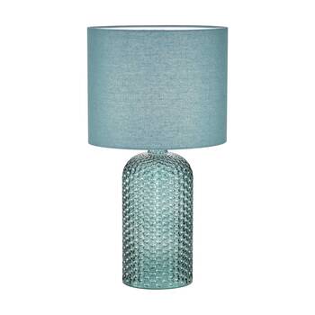 Urban Style Billie Table Lamp Textured Glass Base Fabric Shade Decor Green