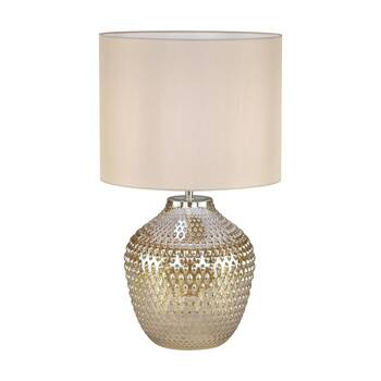 Urban Style Cassie Table Lamp Textured Glass Base Fabric Shade Decor Cream
