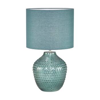 Urban Style Cassie Table Lamp Textured Glass Base Fabric Shade Decor Green