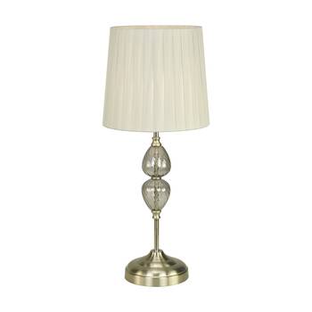 Urban Style Edith Table Lamp Glass Brushed Metal Base Pleated Shade Grey