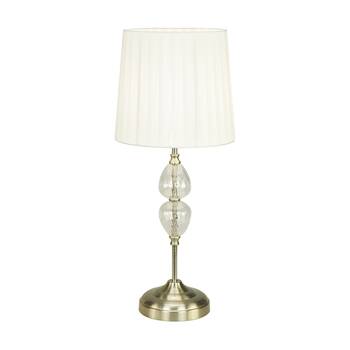 Urban Style Edith Table Lamp Glass Brushed Metal Base Pleated Shade White
