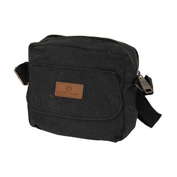 Louise Berry Canvas Shoulder Bag Casual Everyday Dual Zipped-Bag Black