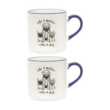 2PK Loved By My Pet Mugs Life Is Better With A Dog Ceramic Drinking Mug 380ml