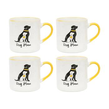 4PK Loved By My Pet Mugs Dog Mum Ceramic Drinking Mug Kitchenware 380ml