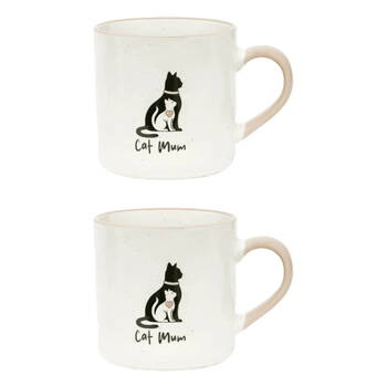2PK Loved By My Pet Mugs Cat Mum Ceramic Drinking Mug Kitchenware 380ml