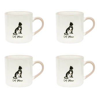 4PK Loved By My Pet Mugs Cat Mum Ceramic Drinking Mug Kitchenware 380ml