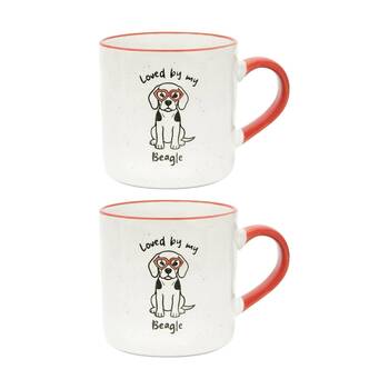 2PK Loved By My Pet Mugs Beagle Ceramic Drinking Mug Kitchenware 380ml