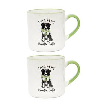 2PK Loved By My Pet Mugs Border Collie Ceramic Drinking Mug 380ml