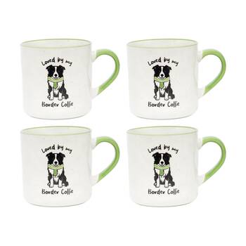 4PK Loved By My Pet Mugs Border Collie Ceramic Drinking Mug 380ml