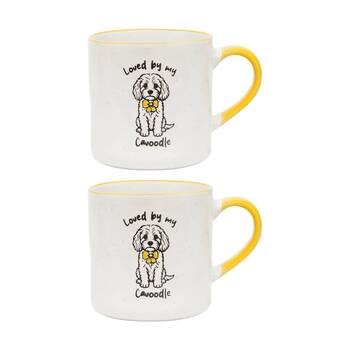 2PK Loved By My Pet Mugs Cavoodle Ceramic Drinking Mug Kitchenware 380ml