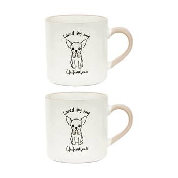 2PK Loved By My Pet Mugs Chihuahua Ceramic Drinking Mug Kitchenware 380ml