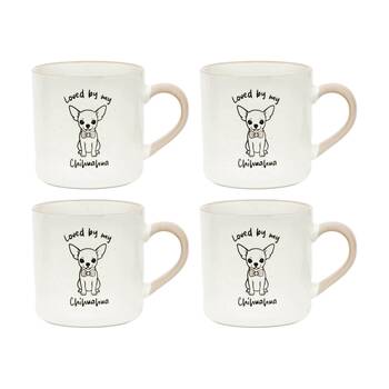 4PK Loved By My Pet Mugs Chihuahua Ceramic Drinking Mug Kitchenware 380ml