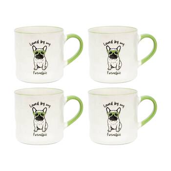 4PK Loved By My Pet Mugs Frenchie Ceramic Drinking Mug Kitchenware 380ml