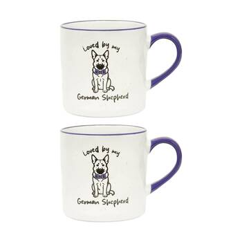 2PK Loved By My Pet Mugs German Shepherd Ceramic Drinking Mug 380ml