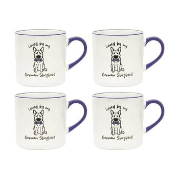 4PK Loved By My Pet Mugs German Shepherd Ceramic Drinking Mug 380ml