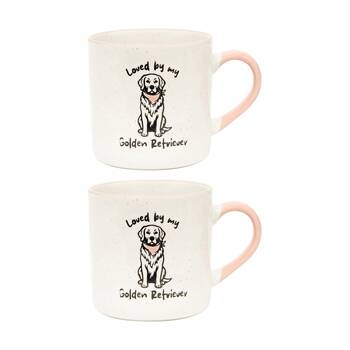 2PK Loved By My Pet Mugs Golden Retriever Ceramic Drinking Mug 380ml