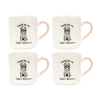 4PK Loved By My Pet Mugs Golden Retriever Ceramic Drinking Mug 380ml