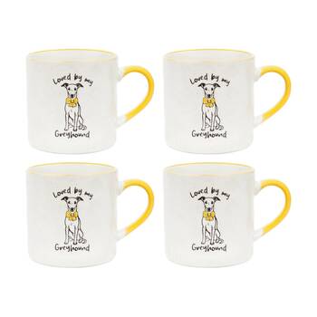 4PK Loved By My Pet Mugs Greyhound Ceramic Drinking Mug Kitchenware 380ml