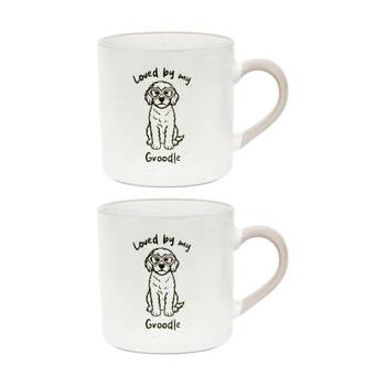 2PK Loved By My Pet Mugs Groodle Ceramic Drinking Mug Kitchenware 380ml