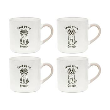 4PK Loved By My Pet Mugs Groodle Ceramic Drinking Mug Kitchenware 380ml