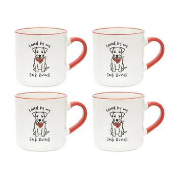 4PK Loved By My Pet Mugs Jack Russell Ceramic Drinking Mug 380ml