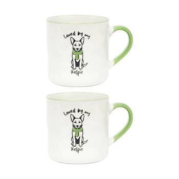 2PK Loved By My Pet Mugs Kelpie Ceramic Drinking Mug Kitchenware 380ml