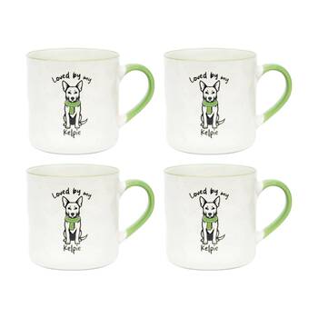 4PK Loved By My Pet Mugs Kelpie Ceramic Drinking Mug Kitchenware 380ml