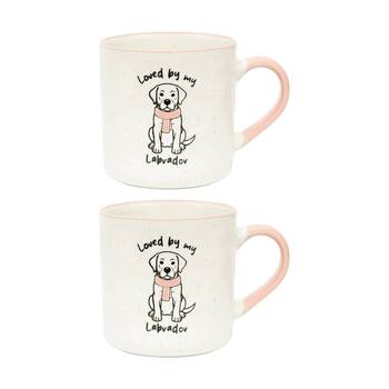 2PK Loved By My Pet Mugs Labrador Ceramic Drinking Mug Kitchenware 380ml